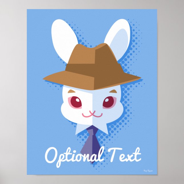 Dapper Kawaii White Rabbit Poster (Vorne)