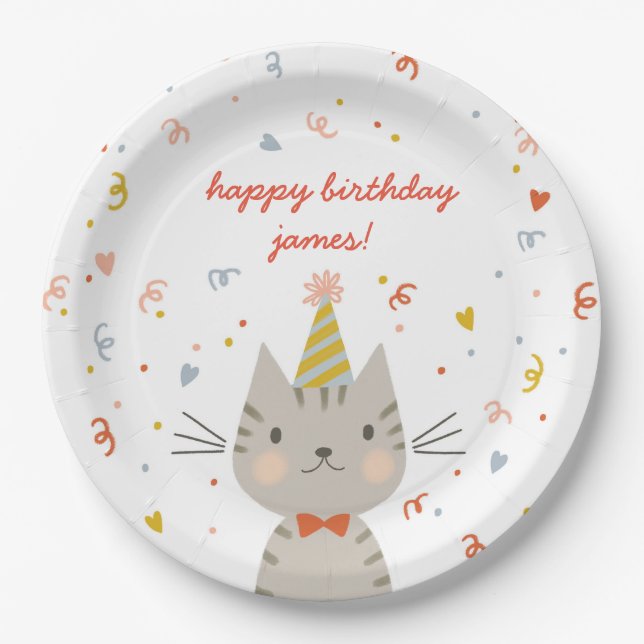 Dapper Kitty Birthday Party Pappteller (Vorderseite)