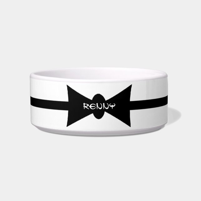 Dapper Kitty Black BowTie Personalisiert Napf (Vorderseite)