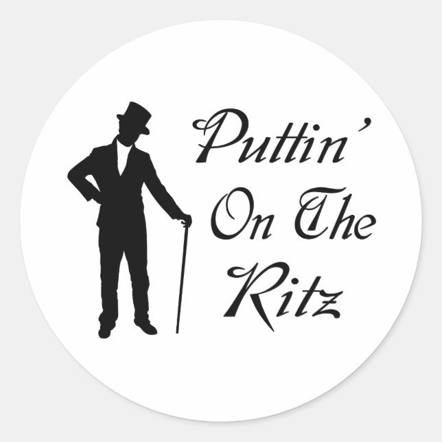 Dapper Man Puttin über das Ritz Runder Aufkleber (Vorderseite)