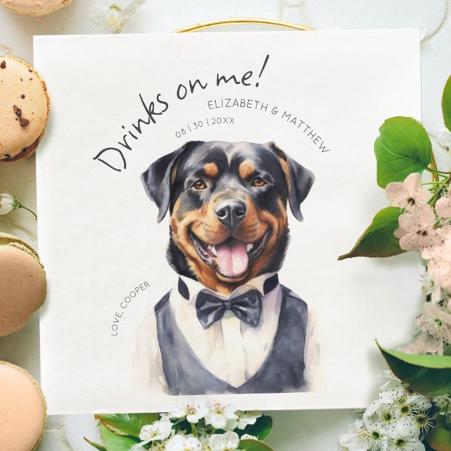 Dapper Rottweiler Waiter Wasserfarbe individuell a Serviette (Von Creator hochgeladen)