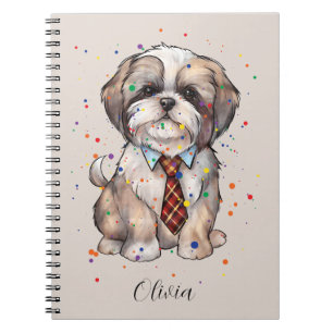 Dapper Shih Tzu Notizbuch – Wasserfarbe Hund mit K Notizblock