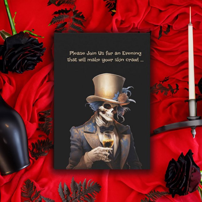 Dapper Skeleton Adult Halloween-Party Einladung (Von Creator hochgeladen)