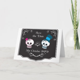 Dapper Skull Wedding Couple Karte