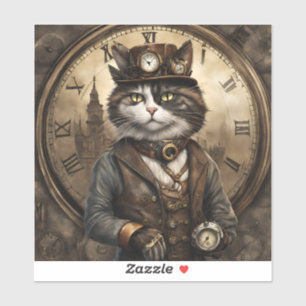 Dapper Steampunk Calico Cat Aufkleber