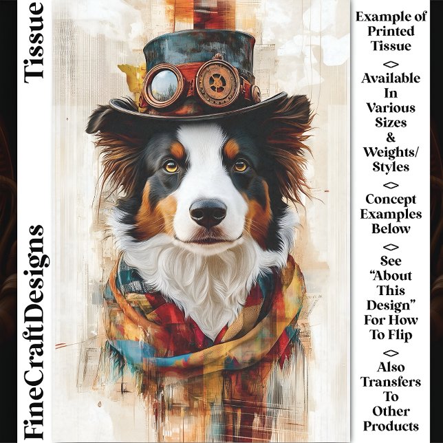 Dapper Steampunk Dog, Top Hat, Scarf DB1 Decoupage Seidenpapier (Von Creator hochgeladen)