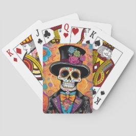 Dapper Sugar Skull Skelett: Tag der Toten Spielkarten
