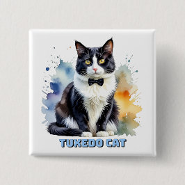 Dapper Tuxedo Cat Button