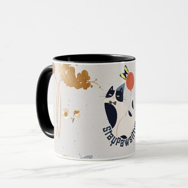 Dapper Tuxedo Cat Celebration Coffee & Tea Mug Tasse (Vorderseite Links)