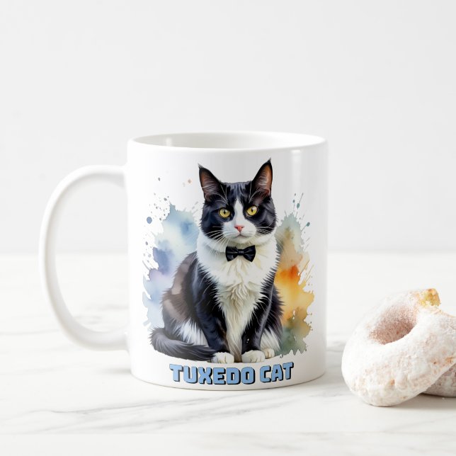 Dapper Tuxedo Cat Kaffeetasse (Mit Donut)