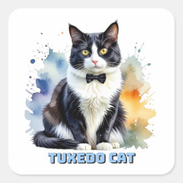 Dapper Tuxedo Cat Quadratischer Aufkleber