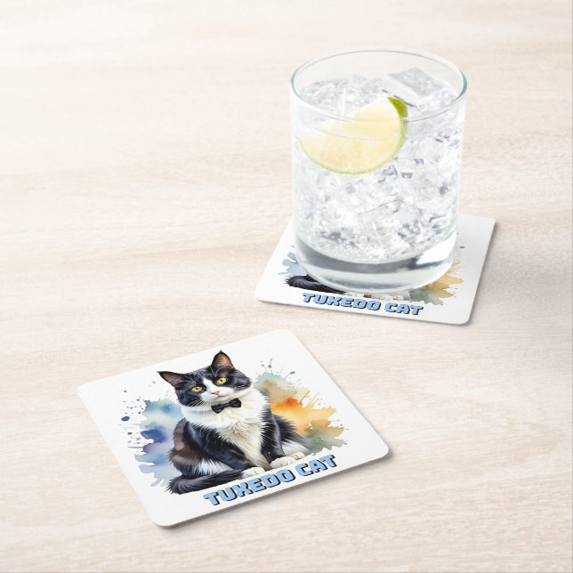 Dapper Tuxedo Cat Rechteckiger Pappuntersetzer (Vor Ort)