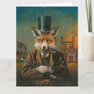 Dapper Viktorianisch Fox Large Greetings Card Karte