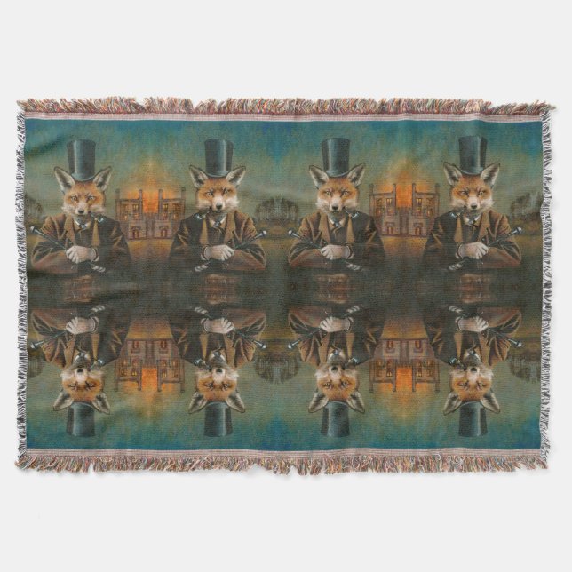 Dapper Viktorianisch Fox Throw Blanket Decke (Vorderseite)
