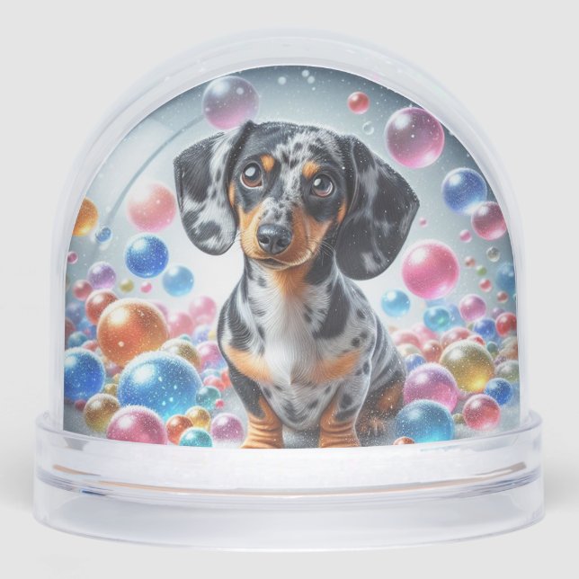 DAPPLE DACHSHUND SNOW GLOBE SCHNEEKUGELN (Vorderseite)