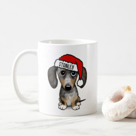 Dapple Dackel Santa Niedlich Dog Individuelle Name Kaffeetasse