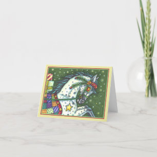 DAPPLE GRAU IN EINER EINZIGEN PFERDE OFFENE LEUCHT FEIERTAGSKARTE