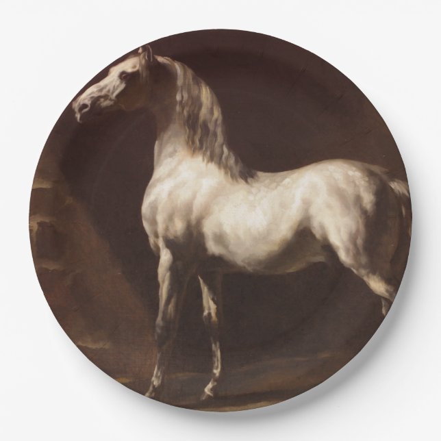 Dapple Gray Horse (von Théodore Géricault) Pappteller (Vorderseite)