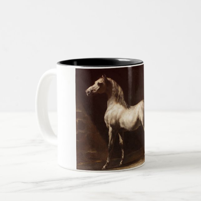 Dapple Gray Horse (von Théodore Géricault) Zweifarbige Tasse (Vorderseite Links)