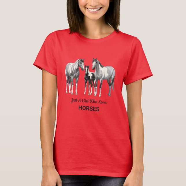 Dapple Gray Pinto Paint Quarter Pferde T-Shirt (Vorderseite)