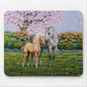 Dapple Gray Quarter Horse Mare Palomino Foal Mousepad