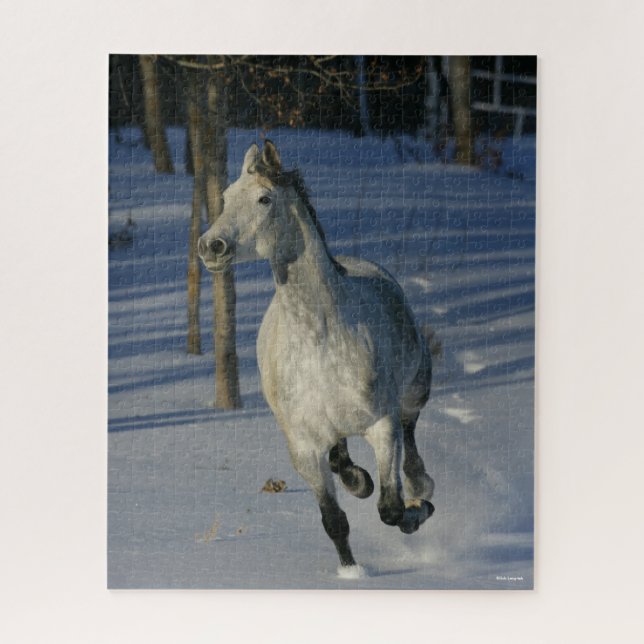 Dapple Gray Trakehner im Schnee Puzzle (Vertikal)
