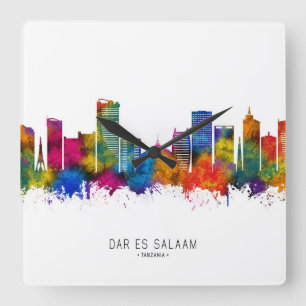 Dar es Salaam Tansania Skyline Quadratische Wanduhr