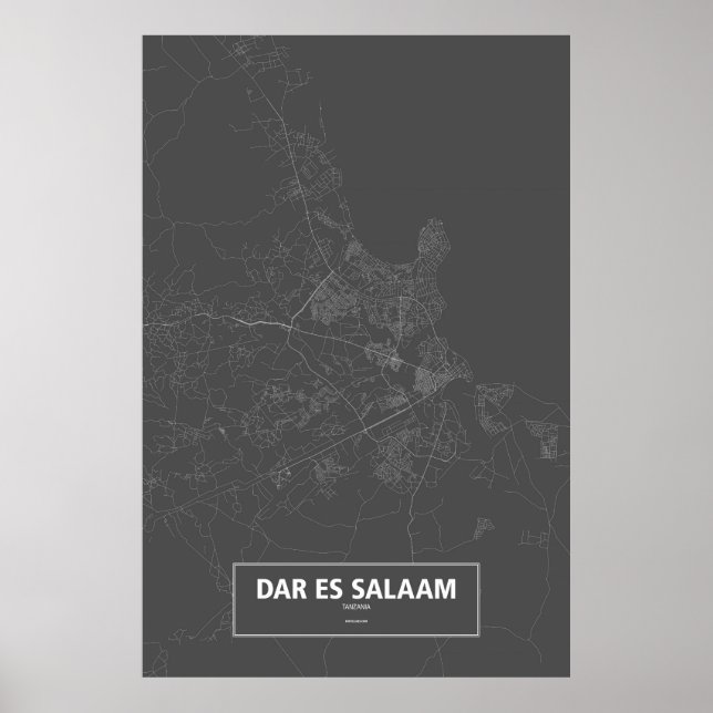 Dar es Salaam, Tansania (weiß auf schwarz) Poster (Vorne)
