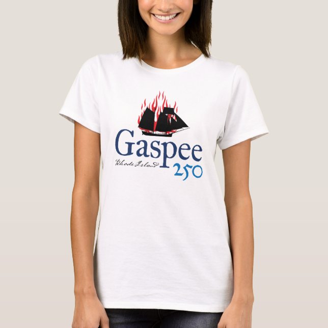 DAR Gaspee250 Rustikales Logo (auf Weiß) T-Shirt (Vorderseite)