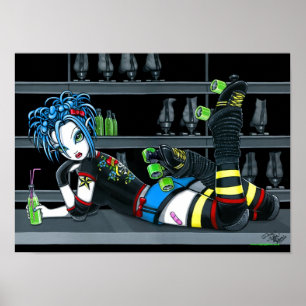 "Darby" Roller Derby Skate Girl Poster
