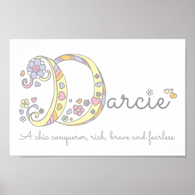 Darcie Buchstabe D Name bedeutet Girls Art Poster (Vorne)