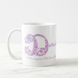 Darcie Name bedeutet Herz-Blume-D-Monogramm-Tasse Kaffeetasse