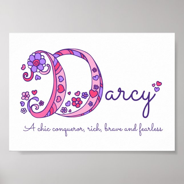 Darcy anfängliche D Kritzelkunst Name Bedeutung Poster (Vorne)