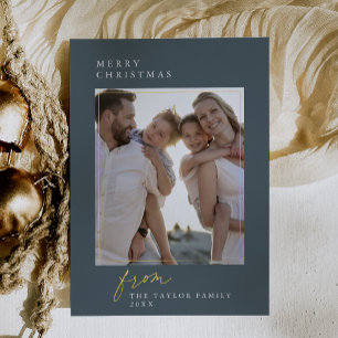DARCY Blaue Folie Vintage Familienfoto Weihnachten Folien Feiertagskarte
