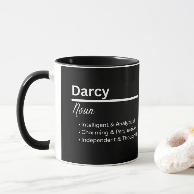Darcy Boy Name Definition Personalized Mug Tasse (Mit Donut)