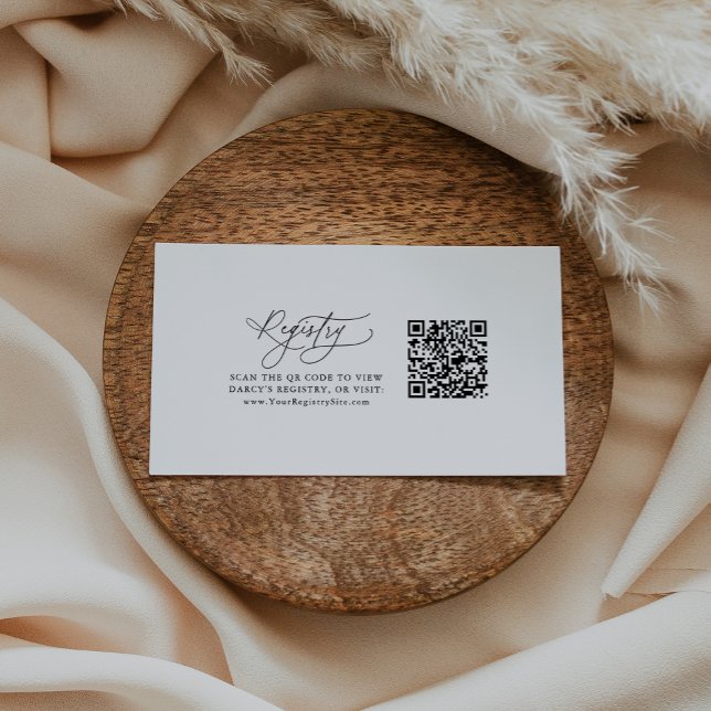 DARCY Einfach Schwarz-weißer QR Code Geschenkregis Begleitkarte (DARCY Simple Black White QR Code Gift Registry Enclosure Card)