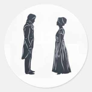 Darcy & Elizabeth Silhouette Runder Aufkleber