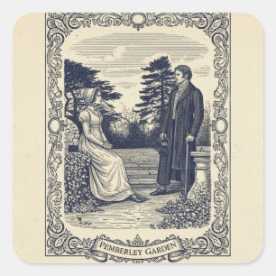 Darcy & Elizabeth Szene Quadratischer Aufkleber