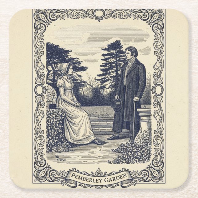 Darcy & Elizabeth Szene Rechteckiger Pappuntersetzer (Vorderseite)