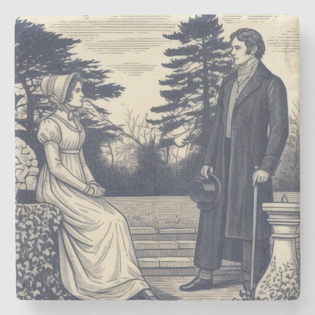 Darcy & Elizabeth Szene Steinuntersetzer (Vorderseite)