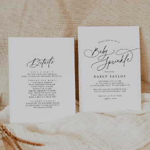 DARCY Minimalistisch Unique Schwarz-weiß Baby Spri Einladung