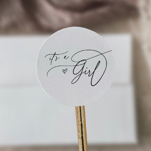 DARCY Modern Schwarz-weiß ist eine Girl Baby Dusch Runder Aufkleber