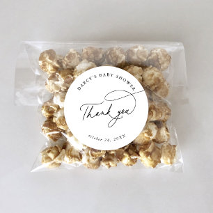 DARCY Moderne Schwarz-weiße Babydusche Vielen Dank Runder Aufkleber