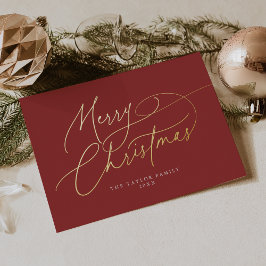 DARCY Red Gold Foil Familie Vintag Frohe Weihnacht Folien Feiertagskarte