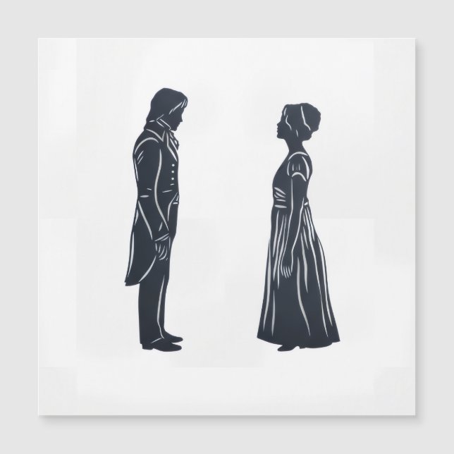Darcy und Elizabeth Silhouette Magnetkarte (Vorderseite)