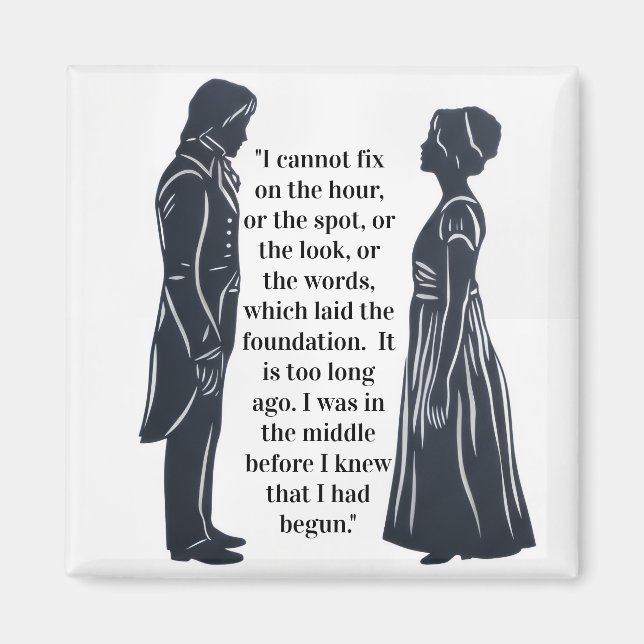 Darcy und Elizabeth Silhouette mit Zitat Magnet (Vorne)