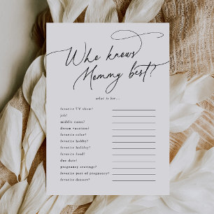 DARCY Wer Mommy Best Baby Shower Game Card kennt Einladung