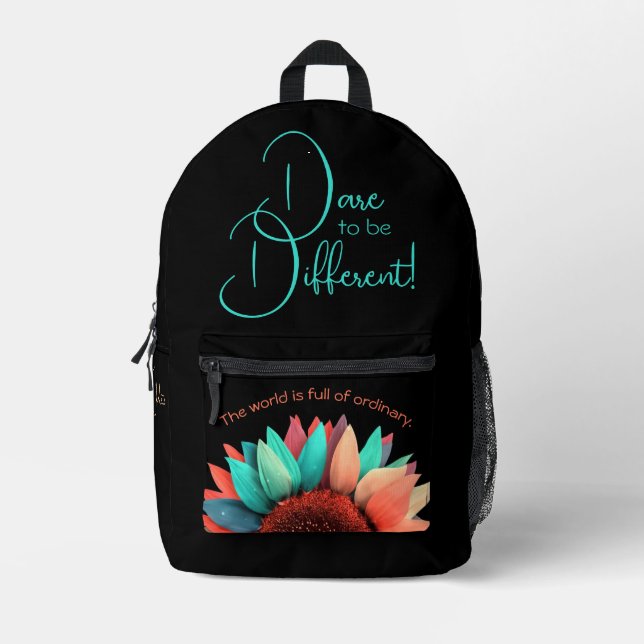 Dare to be Different Colorful Sonnenblume Bedruckter Rucksack (Vorderseite)