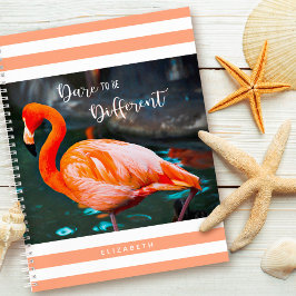 Dare to be Different Flamingo Orange White Stripes Notizbuch