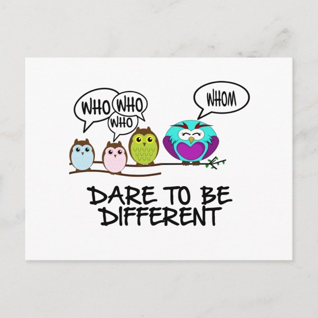 DARE TO BE DIFFERENT - OWLS POSTKARTE (Vorderseite)
